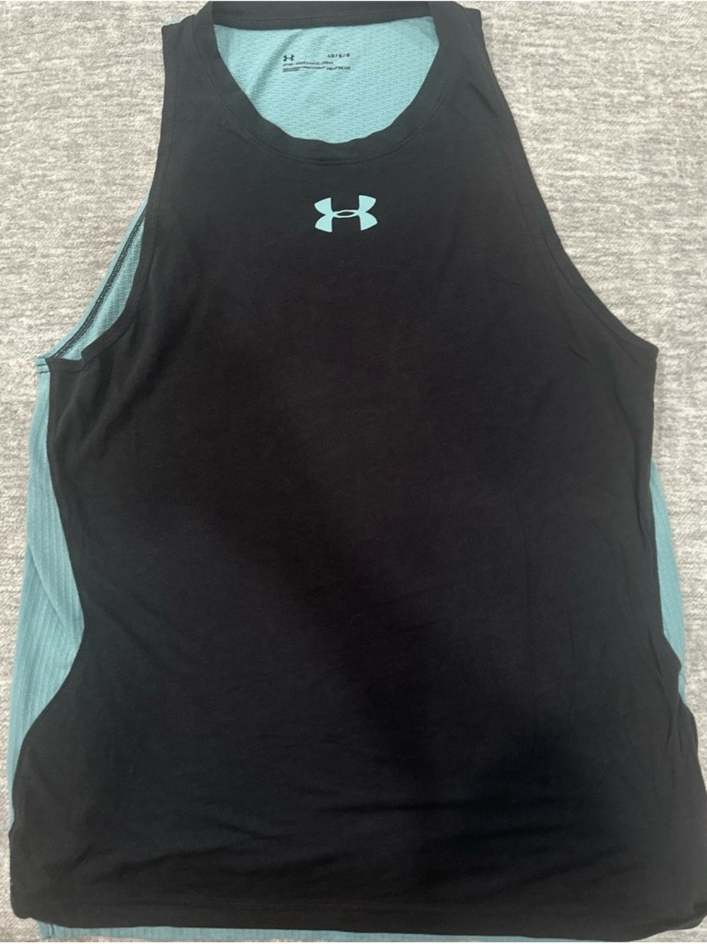 Under Armour Black Tank with Light Blue Logo and Back Panel